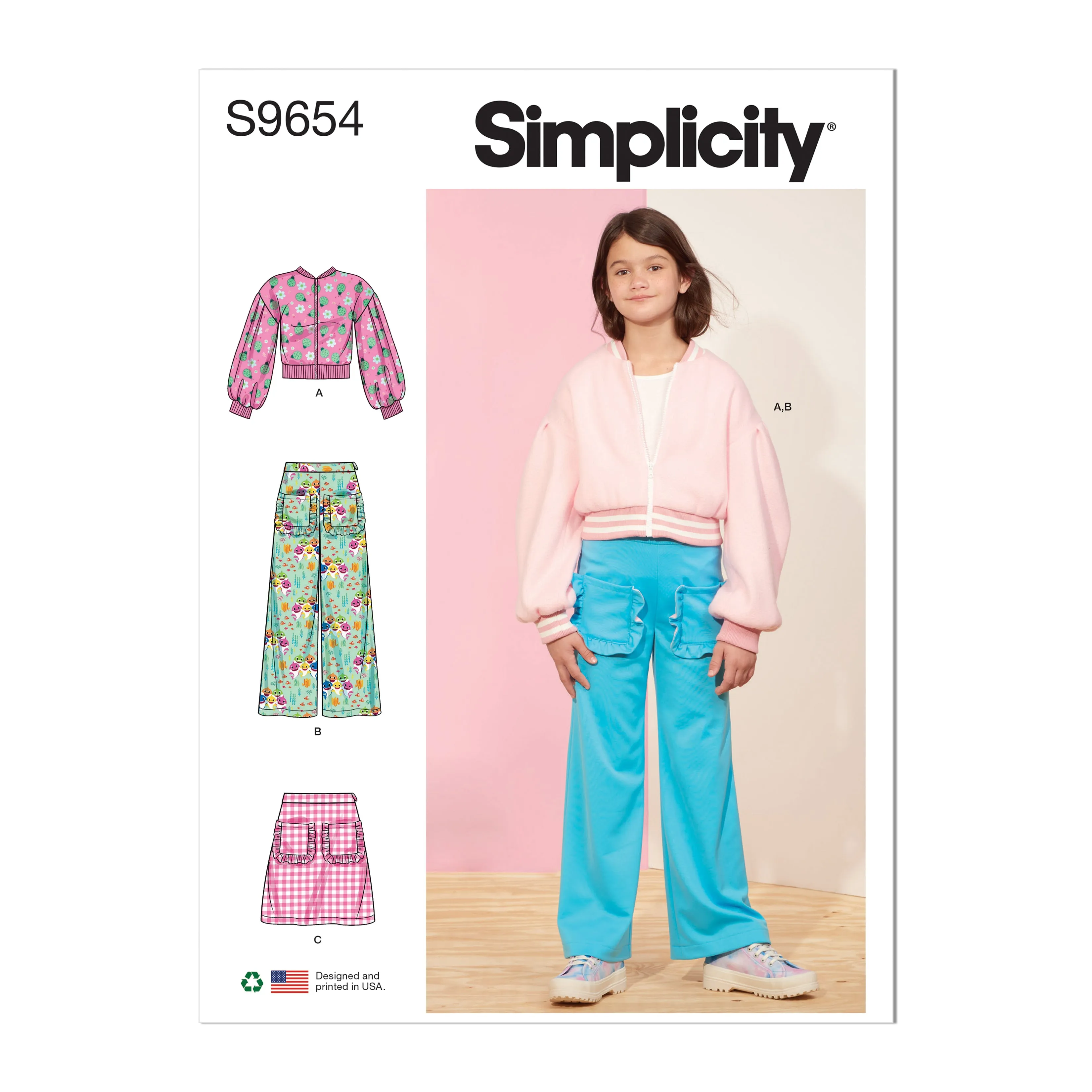 Simplicity Sewing Pattern S9654 CHILDREN'S AND GIRLS' JACKET, PANTS AND SKIRT