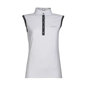 SLEEVELESS JERSEY COMPETITION POLO BAC ANIMO WITH CONTRASTING TRIMMING Women White beige blue