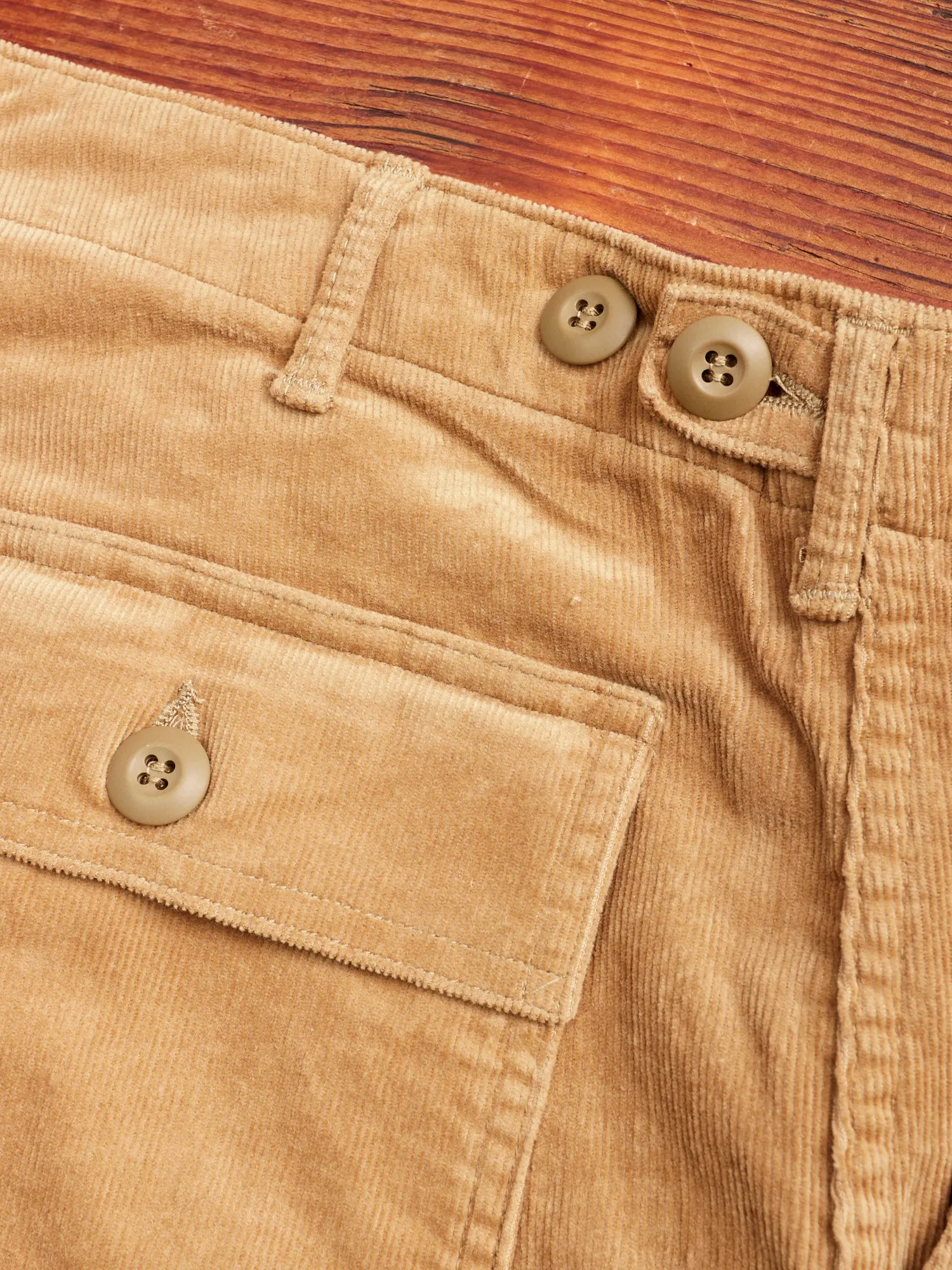 Slim Fatigue Pants in Beige Corduroy