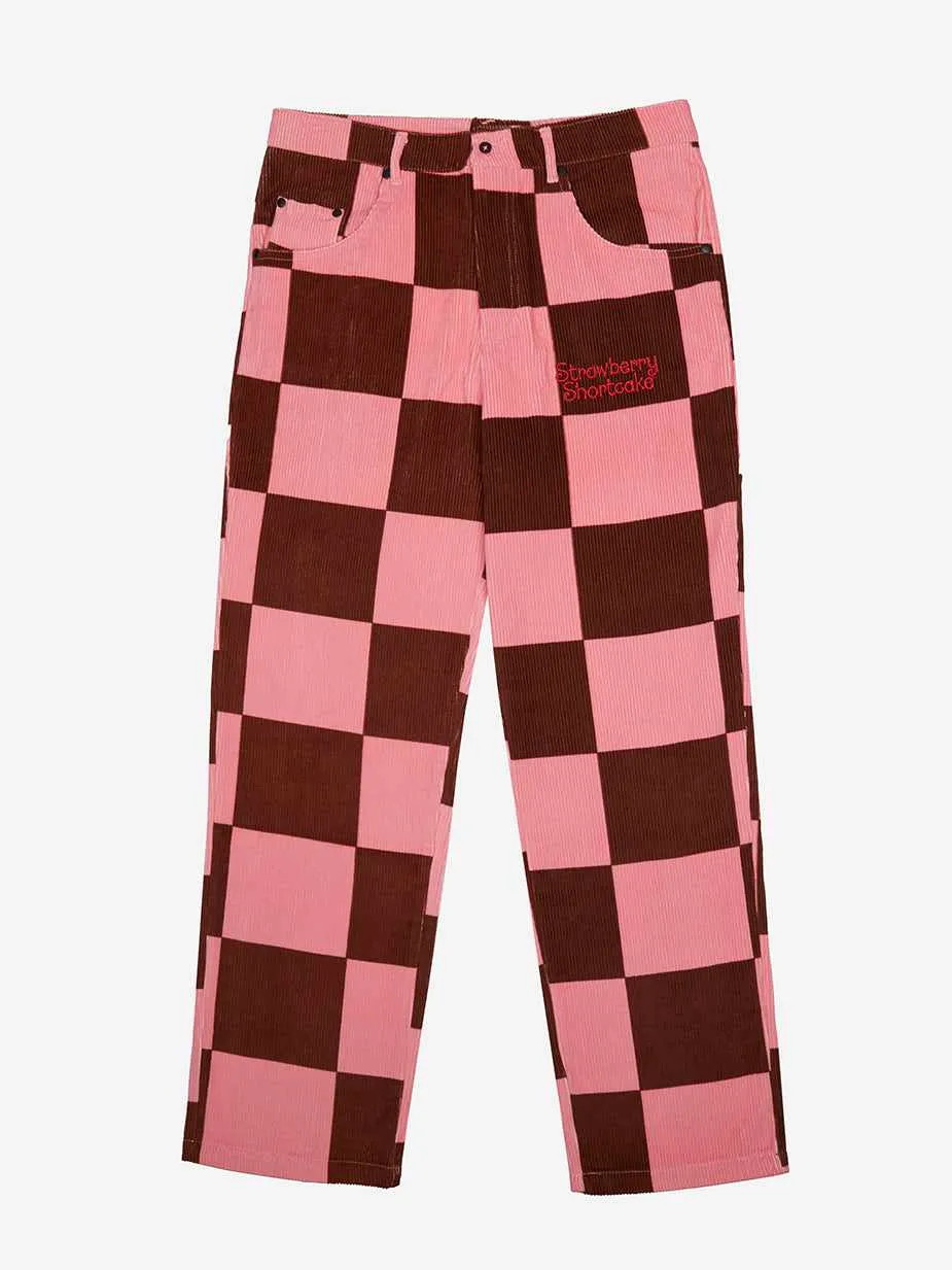 Strawberry Shortcake Pink Checkered Corduroy Pants