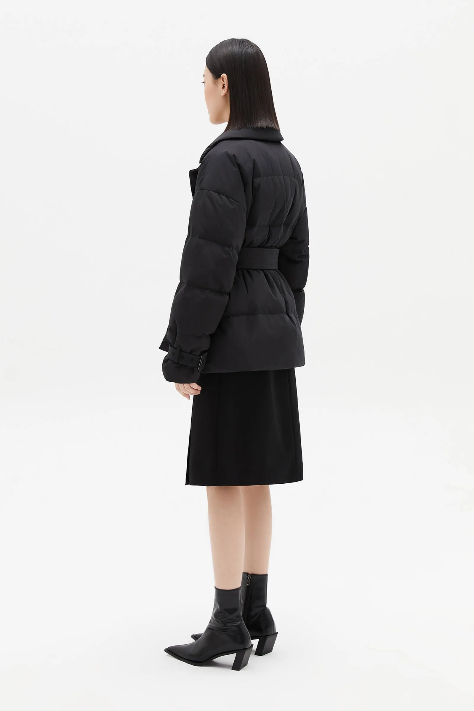 Suit-Style Puffer Jacket with Pockets