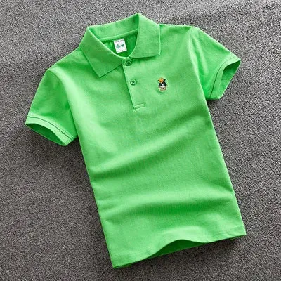 Summer Baby Boys Short Sleeve Polo Shirt 2-11T Children Lapel Solid Color Clothes Kids Cotton School Uniform Polo Shirts Out