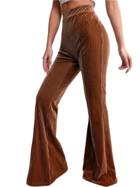 TEEK - Brown Corduroy Wide-Leg High Waist Flared Pants