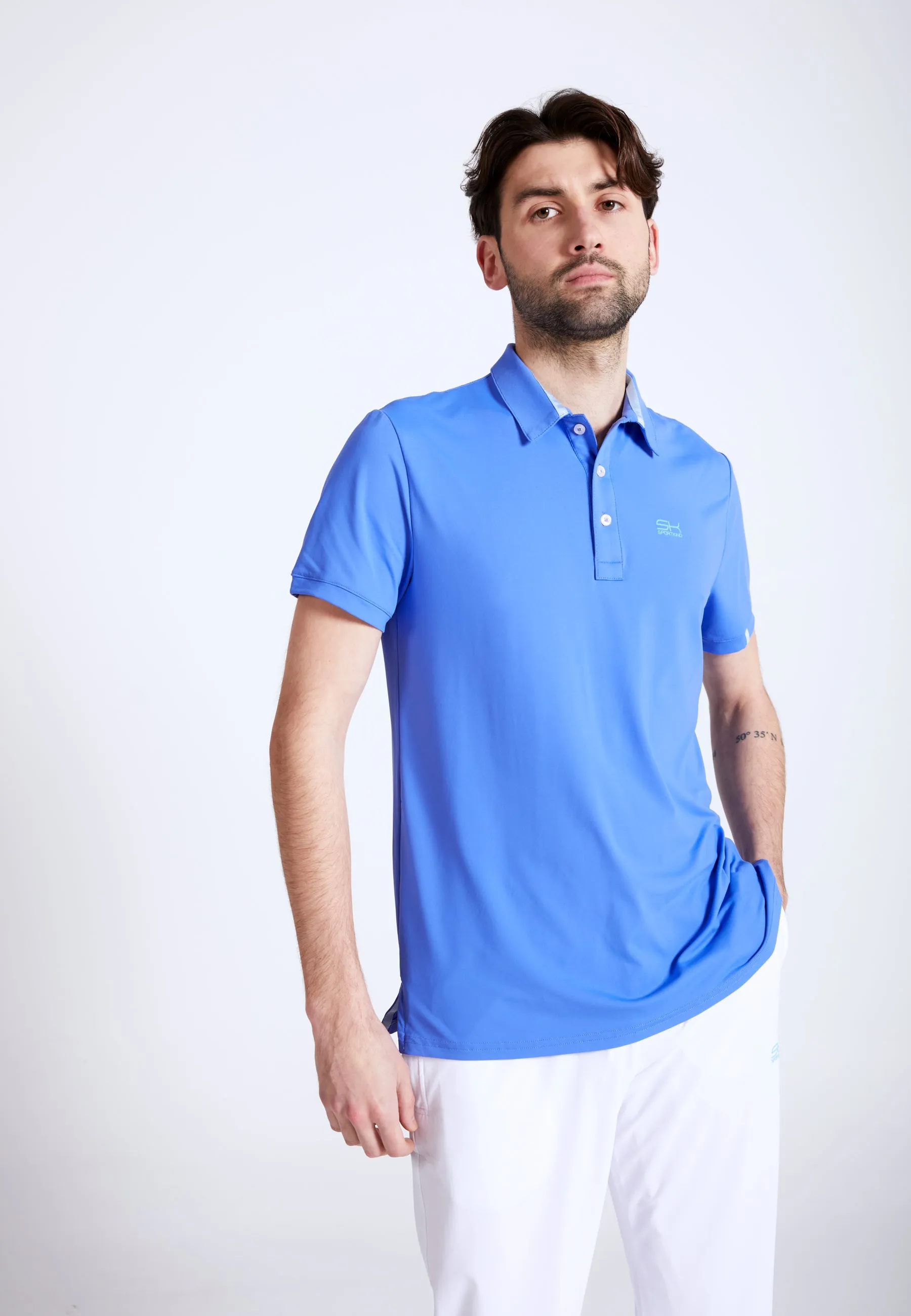 Tennis polo shirt men &amp; boys, cornflower blue