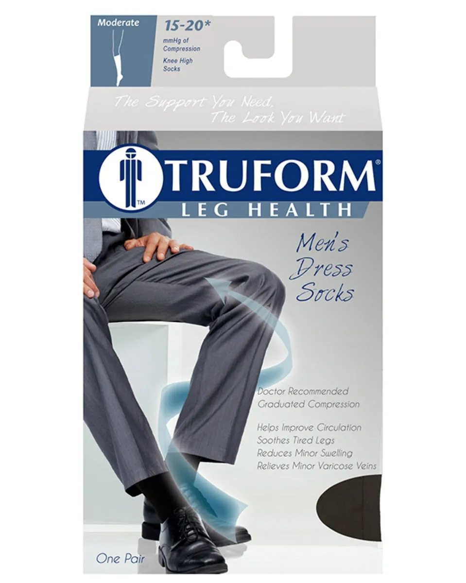 TRUFORM Men's Dress Knee High Socks 15-20 mmHg