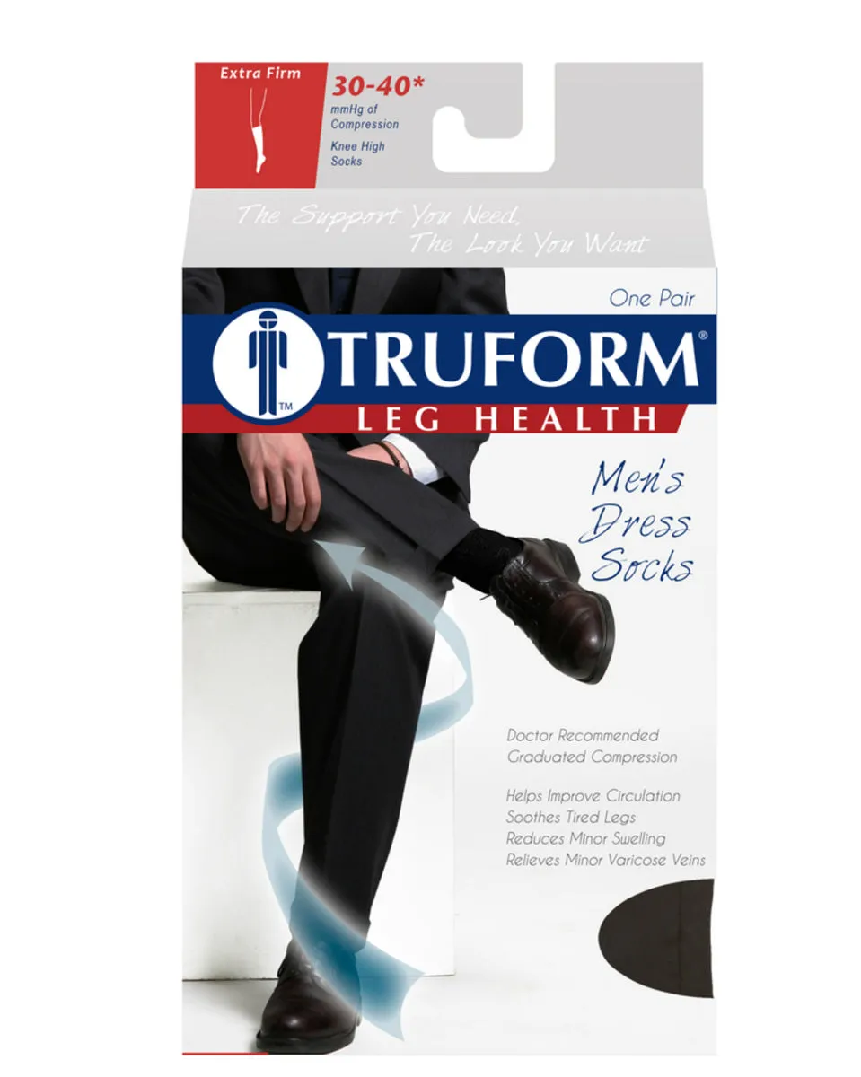 TRUFORM Men's Dress Knee High Socks 30-40 mmHg