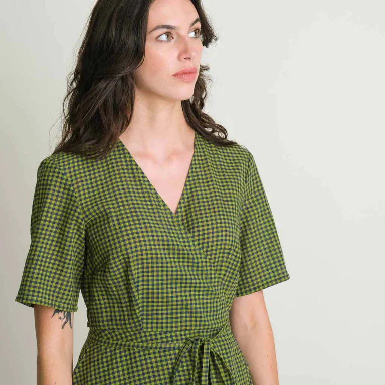 Valeria Midi Dress in Check Pistachio