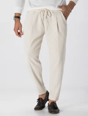 VELVET CASUAL PANTS IN CREAM