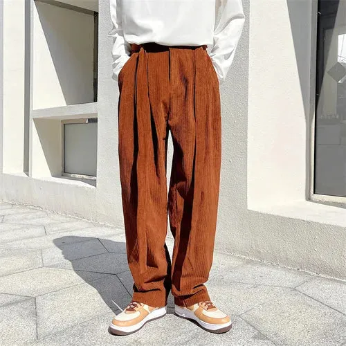 Wiaofellas Autumn Winter New Corduroy High Quality Pants Men Business Casual Pants Loose Straight Corduroy Long Trousers Male L30