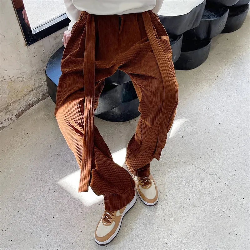 Wiaofellas Autumn Winter New Corduroy High Quality Pants Men Business Casual Pants Loose Straight Corduroy Long Trousers Male L30