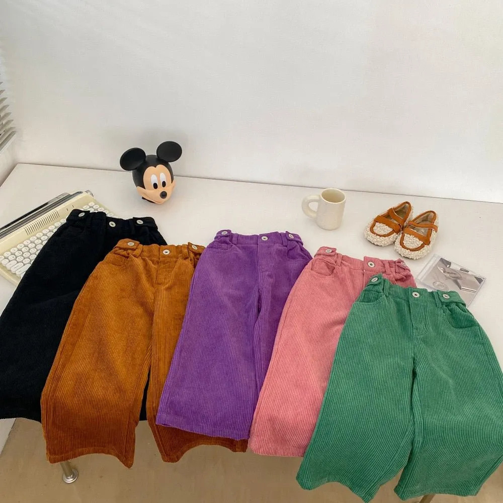 Wide Leg Corduroy Pants for Kids