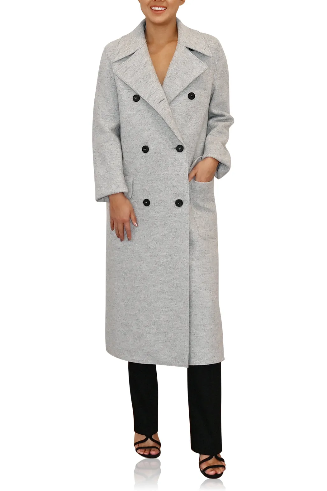 Women D.B Military Coat Boiled Wool - Ash