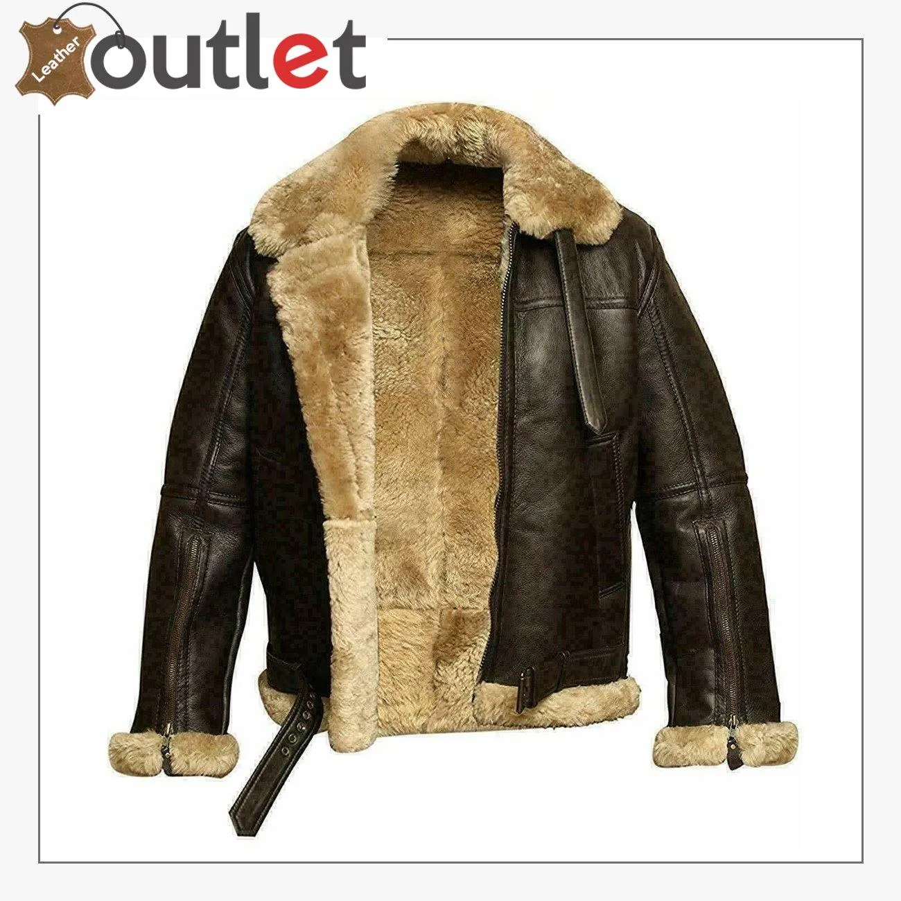 Women RAF B3 Pilot Winter Real Shearling Sheepskin Leather Bomber Aviator Jacket