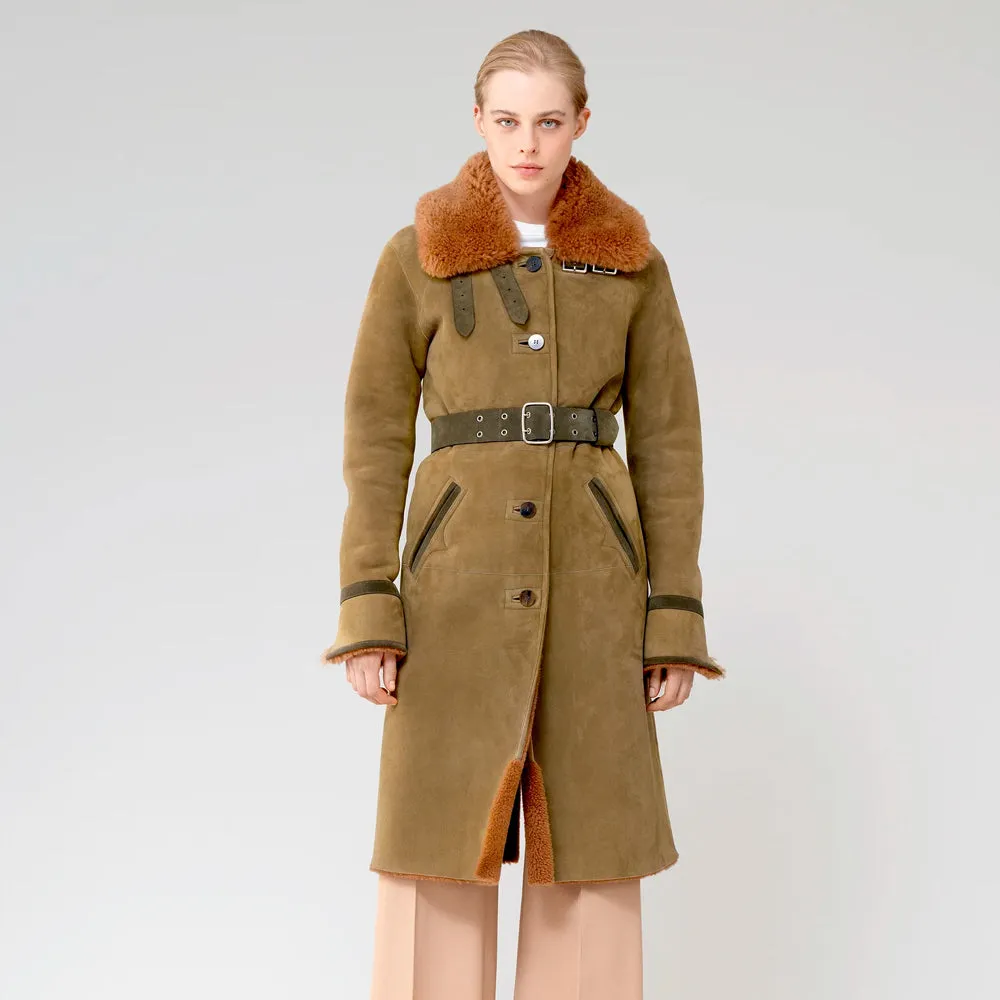 Women Sheepskin Coat In Nubuck Leather