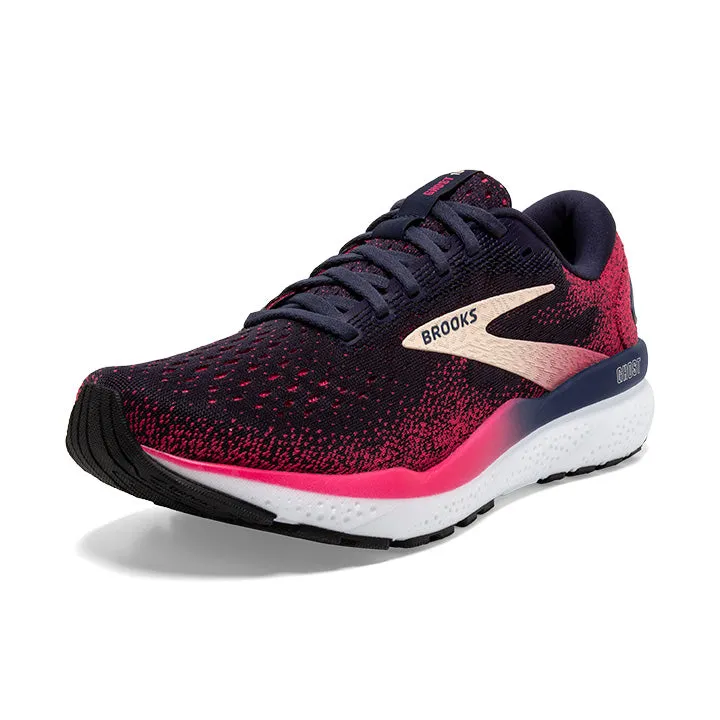 Women's Brooks Ghost 16 1204071B422 Color: Peacoat/Raspberry/Apricot