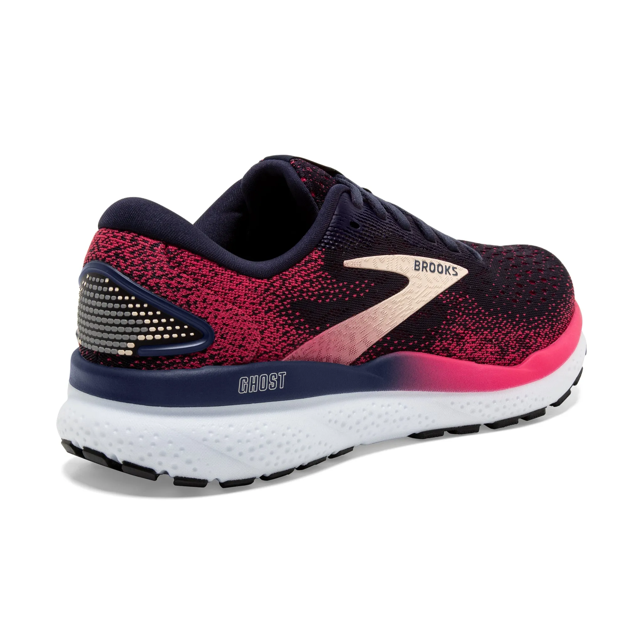 Women's Brooks Ghost 16 Road Running Shoe in Peacoat/Raspberry/Apricot