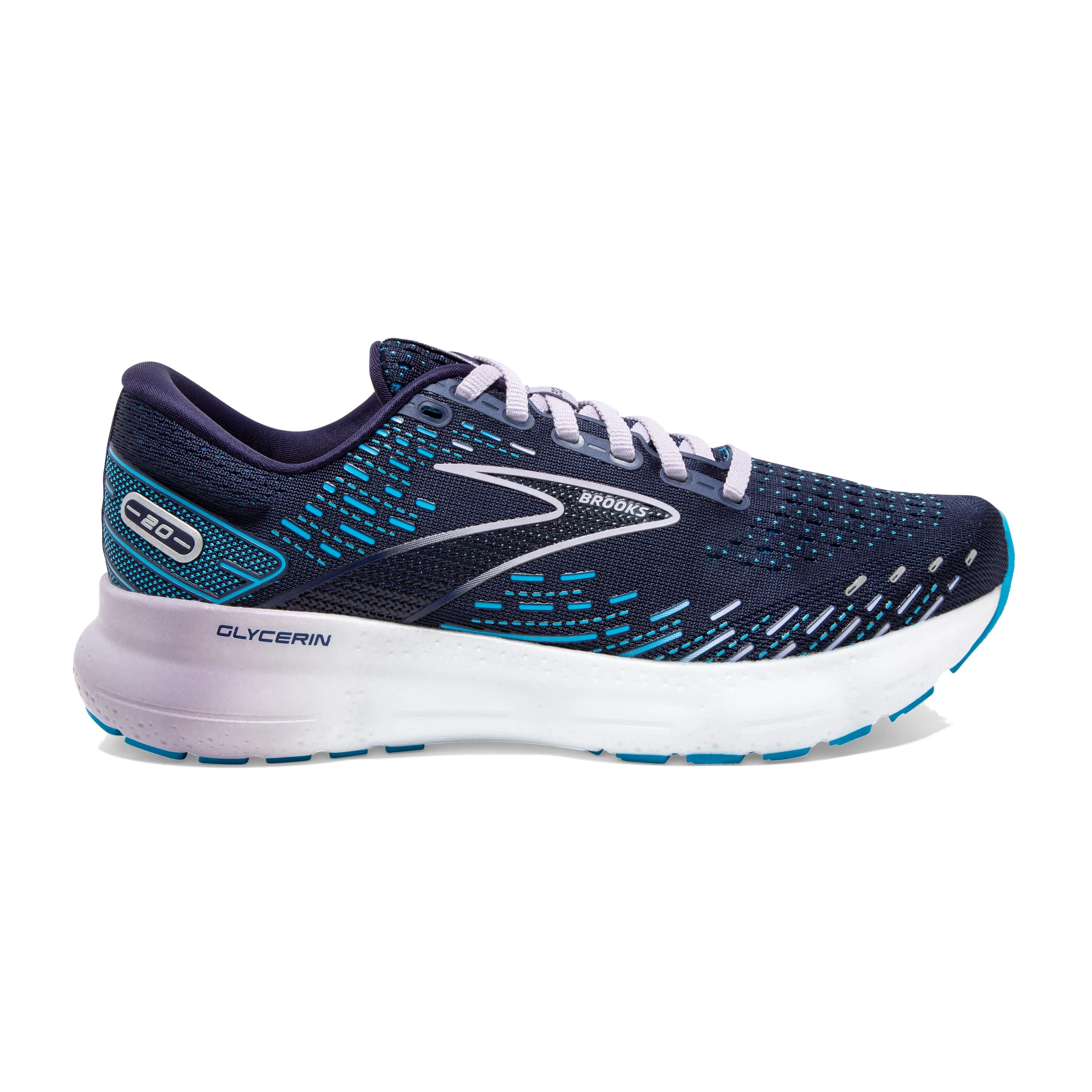 Women's Brooks Glycerin 20 Color: Peacoat/Ocean/Pastel Lilac (WIDE WIDTH)