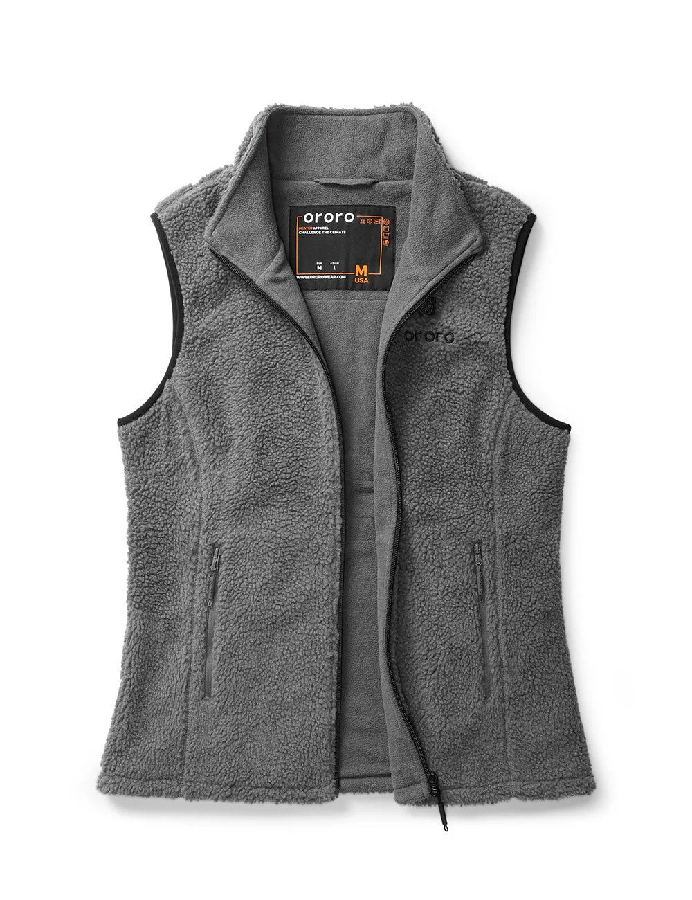 Women's Heated Recycled Fleece Vest - Grey / White