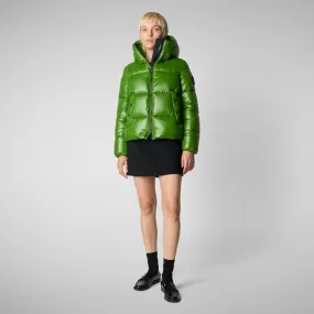 Women's Hooded Animal free Puffer Jacket Biddy in Grass Green