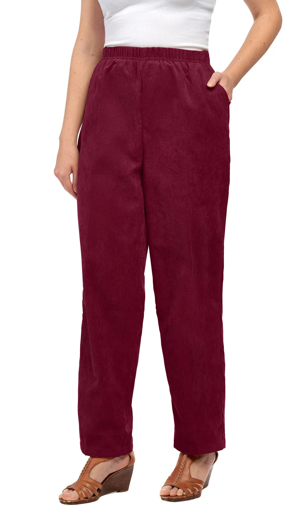 Women's Pull On Corduroy Pants – Keep It Cozy in Fine Wale Corduroy